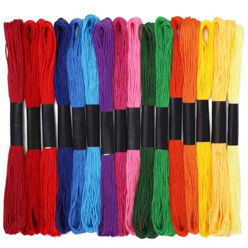 Embroidery Floss 16 Skeins 8.7 Yard Rainbow Colors Friendship Bracelet String Cross Stitch Threads for Jewelry Making Bracelet Stitching Thread Floss Bracelets Making Yarn - color: Rainbow Colors