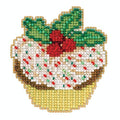 Holly Cupcake Beaded Counted Cross Stitch Ornament Kit Mill Hill 2020 Winter Holiday MH182033