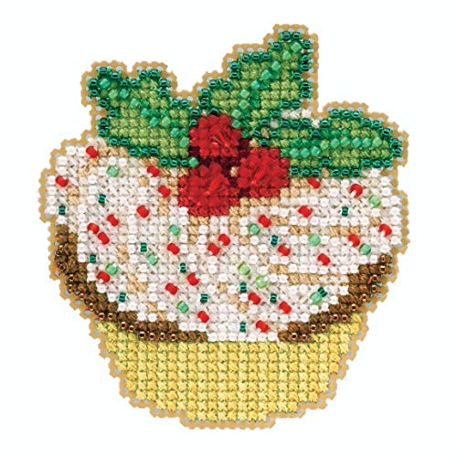 Holly Cupcake Beaded Counted Cross Stitch Ornament Kit Mill Hill 2020 Winter Holiday MH182033