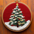 DIY Punch Needle Kits Christmas Tree with Red with Hoop 20x20cm-3 - color: 06Christmas Tree