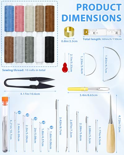 Upholstery Repair Sewing Kit, Heavy Duty Sewing Kit with Sewing Awl, 47PCS - color: 10 Color