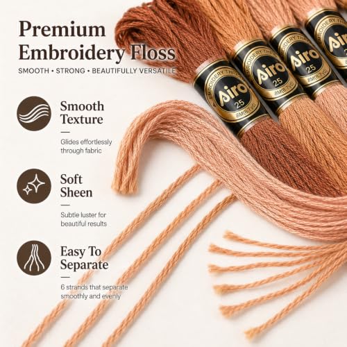 FASHEWELRY 70 Yards Handmade Polyester Embroidery Floss Crewel Cross Stitch Threads 0.5mm 6-Ply Embroidery Thread Bulk for Beginners Adult DIY Sewing Knitting Supplies (Coconut Brown) - color: Coconut Brown, size: 0.5mm