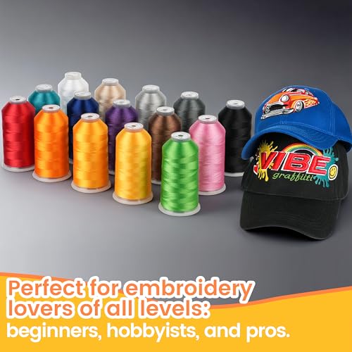 New brothread 15 Colors Huge Spools Polyester Embroidery Machine Thread - color: 15 Colors