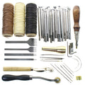 BIGTEDDY - Leather Working Tools and Supplies with Leather Tool Box Prong Punch Edge Beveler Wax Ropes Needles Perfect for Stitching Punching Cutting Sewing Leather Craft Making