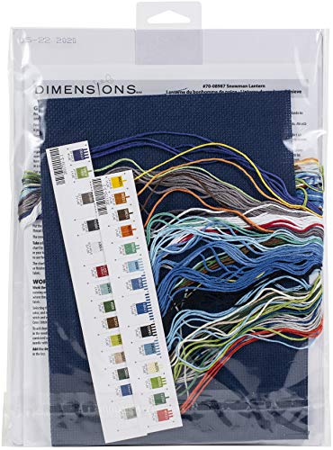 Dimensions 70-08987 Snowman Lantern Counted Cross Stitch Kit, 14 Count Navy Aida, 9" x 12"