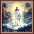 Funchey Counted Cross Stitch Kits for Adults Needlepoint Kits Unprinted Cross Stitching Embroidery Kit 11CT Cross Stitch Supplies&The Radiant Jesus 18x18 inch - color: DIYCrafts10