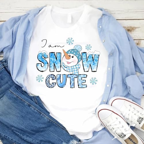 4PCS Christmas Iron on Patches Baby Blue Theme Ready to Press Decal Cute Snowman Santa Dwarf Car Design Heat Transfer Vinyl HTV Decals Xmas Iron on Transfer Stickers for Clothes T-Shirt DIY Craft - color: R
