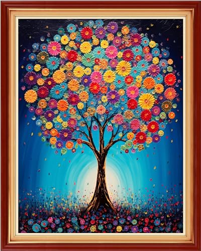 Dimensean Stamped Cross Stitch Kits Full Range of Embroidery Patterns Starter Kits for Beginners Adult DIY Cross Stitches Needlepoint Kits 11CT-Colorful Tree 16x20 inch - color: Craftpattern52