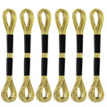 6 Skeins Embroidery Threads, Metallic Embroidery Floss (Gold) - color: Gold