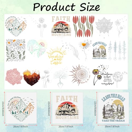 Dandelion Daisy Iron On Transfers 30 Pcs Hiking Mountain Patterns Heat Stickers for Clothing DIY Fabric Crafts(StyleC-20pcs) - style: StyleC-20pcs