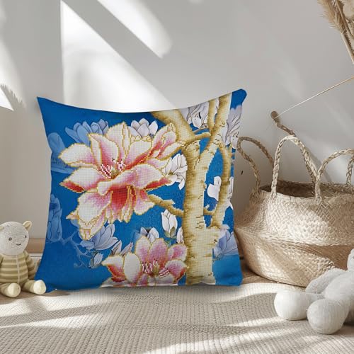 DIAMOND DOTZ Magnolias on Blue 2 Floral Diamond Art Painting for Adults - color: Magnolias on blue 2