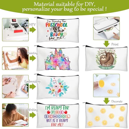 Legigo Blank Canvas Bags Zipper Pouch Makeup Bags Pencil Pouch Bulk - color: Off White