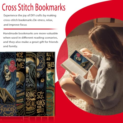 VIGEGU 5 Pack Gothic Cross Stitch Bookmark Kits for Adult Beginners - color: Gothic Style Inspirational Bookmark2026 - 2