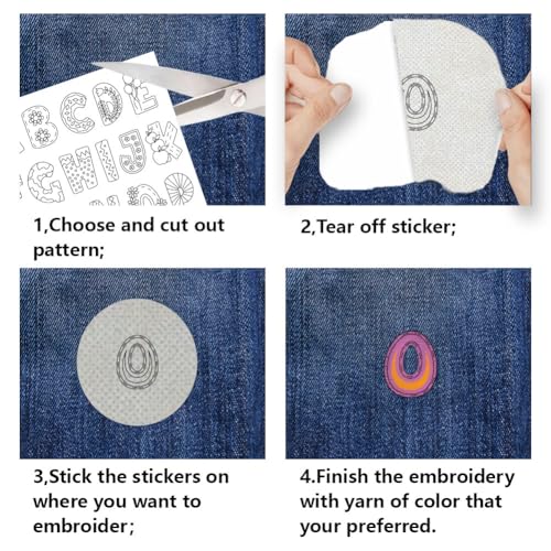 BENECREAT 4Sheets 156Pcs Funny Alphabet Water Soluble Hand Sewing Stabilizers, 6 Styles A~Z Letters Tear Away Water Soluble Embroidery Patterns for Carves, Shirts, Coats, Bags, Towels - style: Funny Alphabet