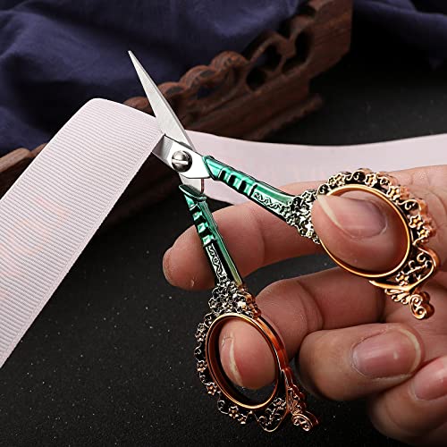 Small Sewing Scissors, Sharp Embroidery Shears - color: Gold Green