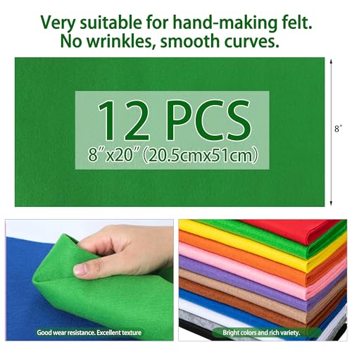 HaoFeiJH 6Pcs Felt Sheets 8"x20" (Classic Rainbow 12pcs) - color: Classic Rainbow 12pcs