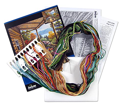 Log Cabin Covered Porch Counted Cross Stitch Kit
