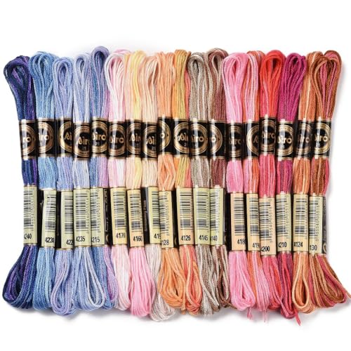 6 Strands Variegated Rainbow Embroidery Floss for Hand Sewing - color: Mixed Color