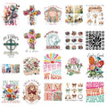 Wxiben Dtf Transfers Ready to Press - 20 Pcs Easter Religious Iron on Transfers for T-Shirts Christian Jesus Heat Transfer Vinyl Sticker Bunny Bible Iron on Patches for Clothes Pillows DIY Crafts - style: Easter Religious