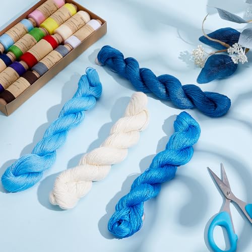 FREEBLOSS 4 Pcs Sashiko Thread Sashiko Skein 100 Meters*4 Colors Cotton Embroidery Thread Japanese Quilting & Embroidery Sashiko Kit Supplies for Art Craft Gift - color: Blue&White