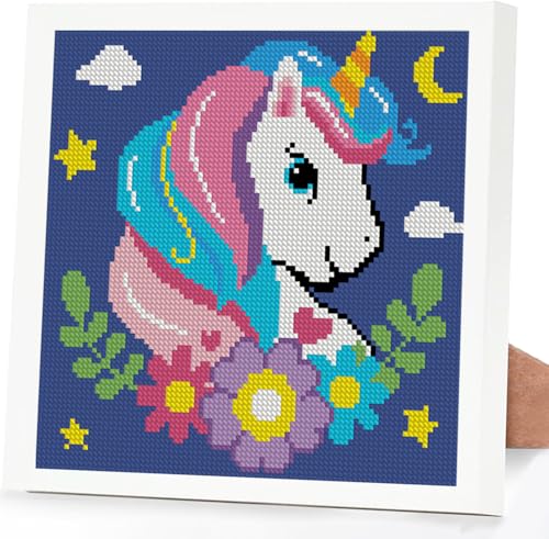 Lzyueyuan Cross Stitch Kits for Beginners,Unicorn Stamped Cross Stitch for Adults with Framed,Crafts for Girls 8-12 Embroidery Kit,11CT Cross-Stitch Arts and Crafts for Adults 8.7inX8.7in - color: Cross Stitch-1222-6