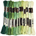 12 Skeins 105 Yards 6 Ply Green Cross Stitch Floss Embroidery Thread Friendship Bracelet String Variegated Gradient Bulk Polyester Yarn Set for Crochet Knitting Sewing Weaving DIY Crafts - color: Multi Green Color