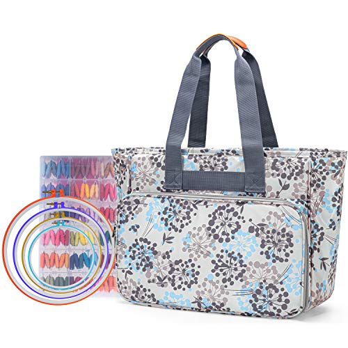 Yarwo Embroidery Project Bag with Multi Pockets for Cross Stitch Supplies - color: Dandelion