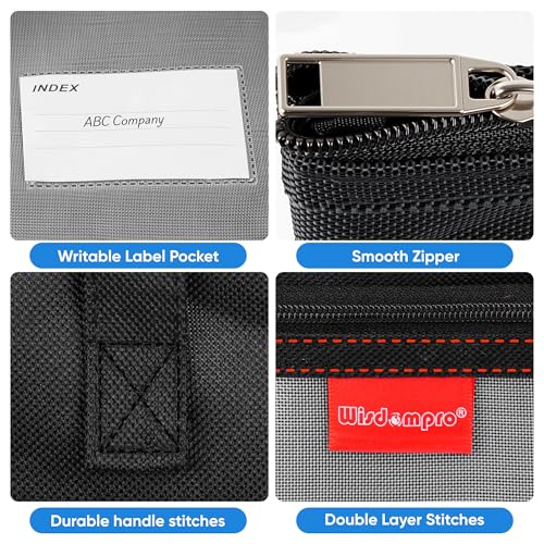 Wisdompro 14.1×11" Mesh Zipper Pouch with Handle, 3 Pockets File Bag-Black - color: Black