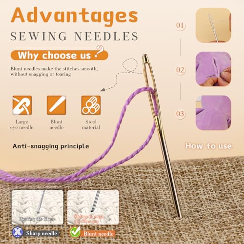 TLKKUE 12 Pcs/3 Sizes Large-Eye Blunt Needles, Steel Yarn Needle Gold - color: Gold, size: 3 sizes/12 pcs