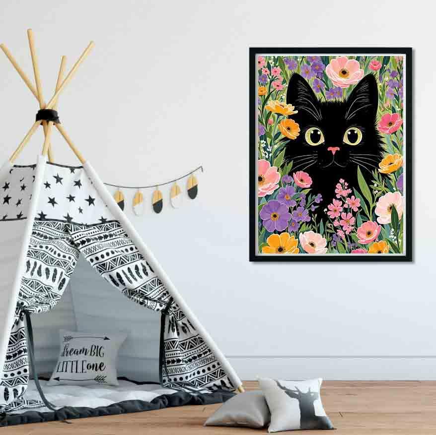 3 Pack Black Cat Scenery Stamped Cross Stitch Kits for Adults Beginners - color: Black Cat