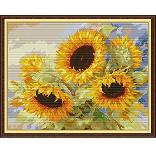 Svarog Stamped Cross Stitch Kits Beginners Full Range of Embroidery Patterns Starter Kits for Adult or Kids DIY Cross Stitches Needlepoint Kits 14CT-Sunflower 18.9x14.96 inch - color: Sunflower 18.9x14.96 inch