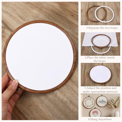 AOZUO 15 Pcs 4 Inch Round Embroidery Hoops, Imitated Wood Embroidery Frame Cross Stitch Circle Rubber Hoop Ring for Art Craft Sewing and Hanging Ornaments Decor Display