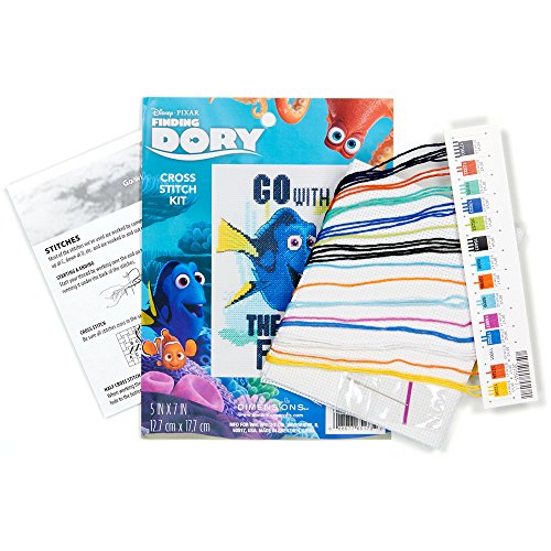 Dimensions 70-65173 Disney Go With The Flow Finding Nemo Counted Cross Stitch Kit, 5" x 7" , White