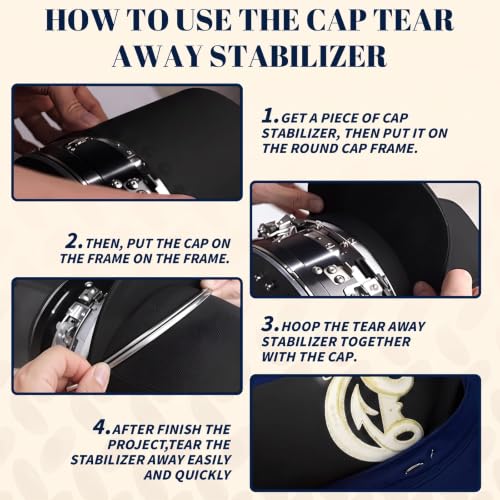 Tegeme Caps Tear Away Embroidery Stabilizer 4'' x 50 yd Roll,Black - color: Black