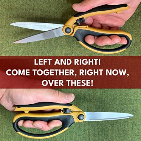 Madam Sew Spring Loaded Scissors | Premium 9.5" Fabric Shears with Precision Blades, Slide Lock, and Anti-Slip Grips | Ideal for Right or Left Hand Sewing | Heavy-Duty All-Purpose Craft Scissors