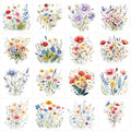 16 Pcs Wildflower Rub-On Transfers for Furniture & Crafts, 6 x 6 Inch - style: Wildflower