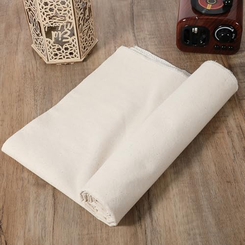 Cotton Muslin Fabric, 63 x 20inch Unbleached Muslin Linen Fabric, Beige Natural Cotton Muslins Fabrics by 0.54 Yards for Sewing Clothing, Making Garments Crafts