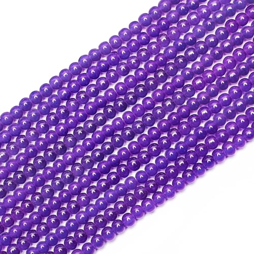 400PCs 4mm Deep Purple Jade Glass Beads Bulk, Round Smooth Hole Glass Crystal Beads for Jewelry Making, DIY Bracelets, Necklaces, Bag Charms, Keychains and Craft Projects - color: Jade Deep Purple, size: 4MM