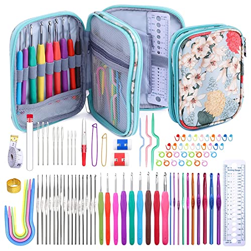 Mayboos 96 Pack Crochet Hooks Set, Ergonomic Crochet Hooks Weave Yarn Kits - size: 96 Pack