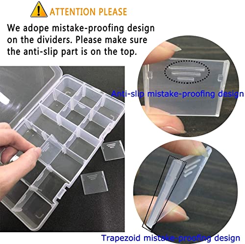 Qualsen Bead Organizer Box with Adjustable Dividers, 18 Girds, 3 Pack - size: 18 Gird-3pcs