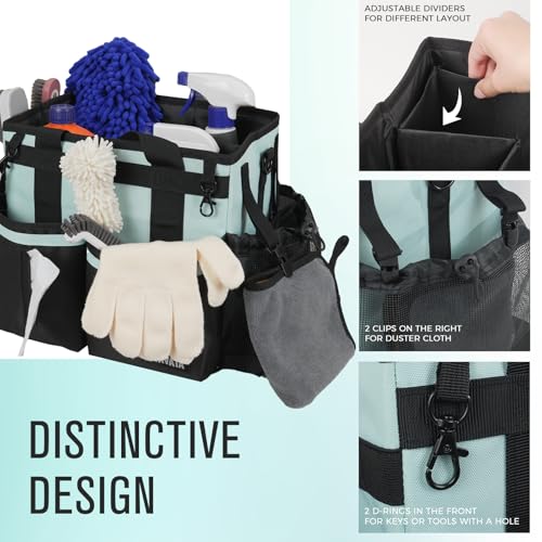 SCAVATA Compact Wearable Cleaning Caddy with Handle & Shoulder Straps - color: BabyBlue