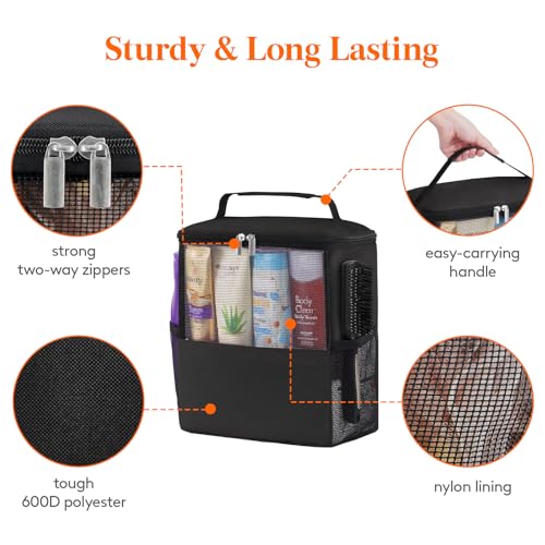 Lifewit Mesh Shower Caddy Bag, Hanging Shower Organizer, Large, Black - color: Black, size: L(9.8"L x 6.5"W x 11.4"H)