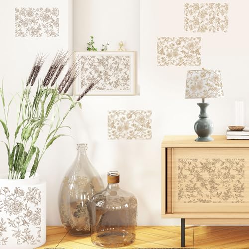 4 Pcs Large Chinoiserie Floral Rub-On Transfers for Furniture & Crafts - style: Chinoiserie Floral