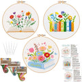 Louise Maelys 3 Pack Floral Book Embroidery Kit for Beginners DIY Craft - color: Book Flower