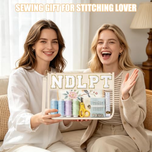 BuyCard Needlepoint Project Bag, NDLPT Clear Zipper Pouch Sewing Gifts Bag - color: Beige