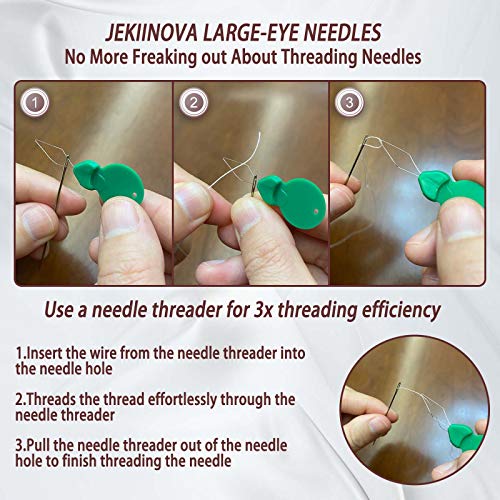 50PCSLarge-Eye Needles for Hand Sewing with Threaders