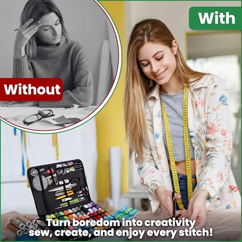 Premium Sewing kit for Adults XL Needle Thread Scissors Yarn Snips Thimble Measuring Tape Pins Buttons Accessories Organizer Adults Beginners Travel Home DIY Quilting Crochet Embroidery Machine Gift