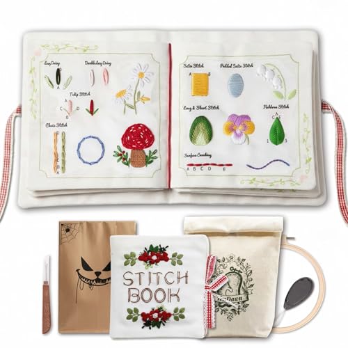 TenDawn Embroidery Stitch Book Kit for Beginners, 32 Essential Stitches - color: Basic & Intermediate Kit