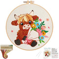 Nuberlic Highland Cow Embroidery Kit for Beginners - color: COW