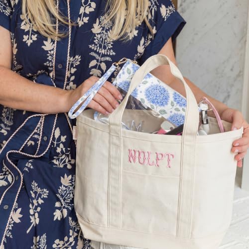 Sabary 6 Pack Blue Floral Needlepoint Project Bag Bow Pouch 11" x 13.8" - color: Blue, size: 11" X 13.8", style: Floral